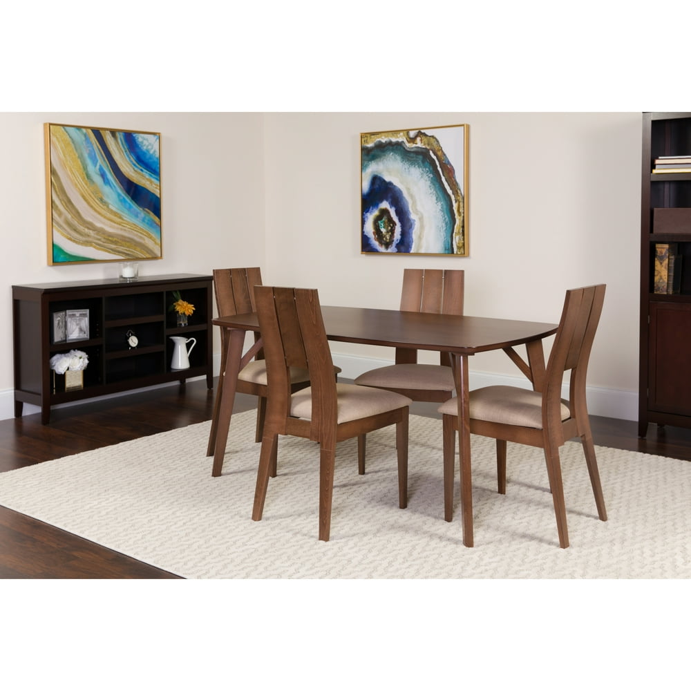 Flash Furniture anderson 5 Piece Walnut Wood Dining Table Set with