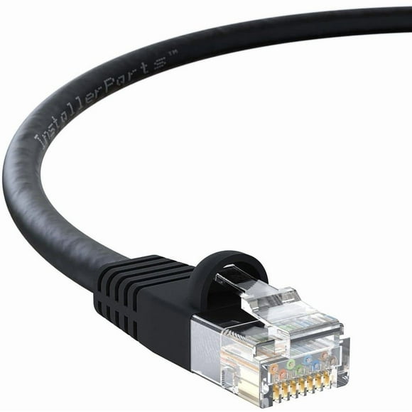 Cable Ethernet InstallerParts CAT6 con arranque UTP de 0,5 m, negro, paquete de 10