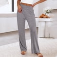 thumbnail image 4 of Women's Ribbed Knit Pajama Pants 2025 High Waist Wide Leg Lounge Pants Soft Comfy Elastic Waist Fall Sleepwear, 4 of 4