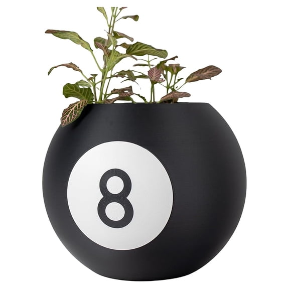 8-Ball Planter Pot with Drainage Hole - 5.9 Inch Desk Accessory - Pencil Holder or Plant Pot -Billiard Decor - Fun Gift for Pool Fans- Made in USA