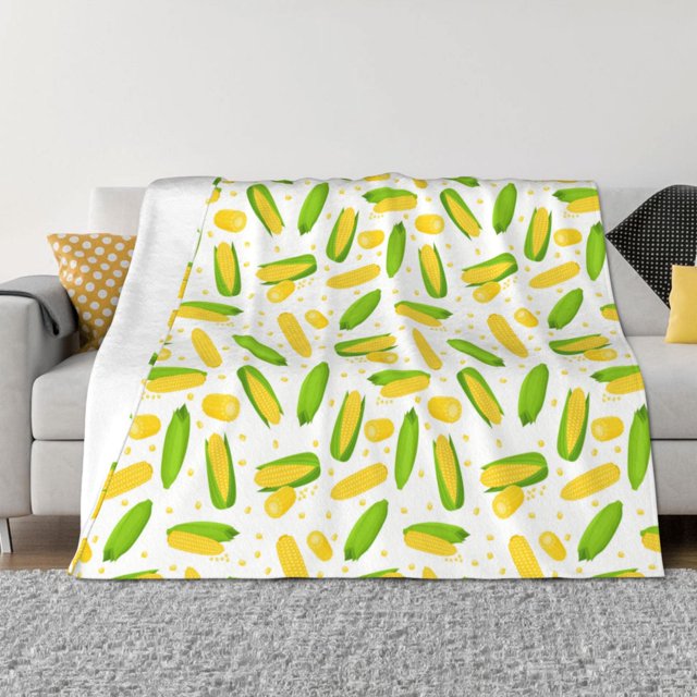 Balery Cartoon Corn Manta de Franela con Dibujo, Lujo Ultra Suave y Cálido, Antipelusa y Resistente a las Arrugas para Cama, Sofá, Camping -80"x60"