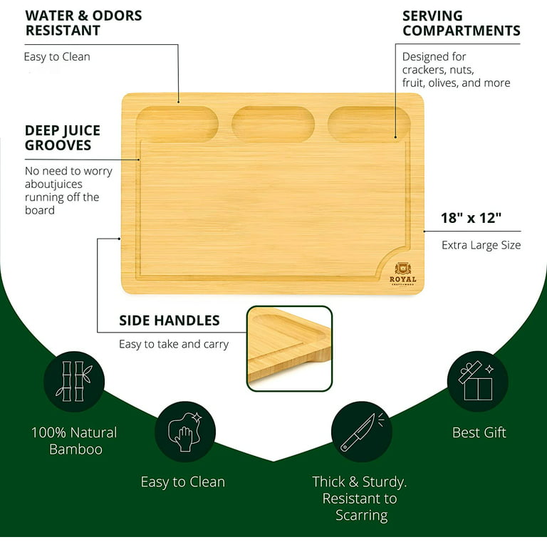 WhizMax Extra Large Bamboo Cutting Board for Kitchen, 30 x 20 Inch