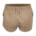 thumbnail image 5 of Y2K Shorts, Comdrip Women's Cargo Shorts Elastic Waist Pockets Summer Casual Shorts Y2K Shorts Shorts for Women Shorts for Women Low Rise Khaki XL, 5 of 6