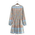 thumbnail image 2 of Blue Floral Print Lace-up Tassel Vintage Women Hippie Bohemian Mini Dress Ladies Long Sleeve Rayon Summer Boho Dress, 2 of 6