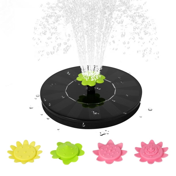 7V 1.4W Solar Fountain with 5 Flower Type Nozzles Solar Powered Bird Bath Fountains Free