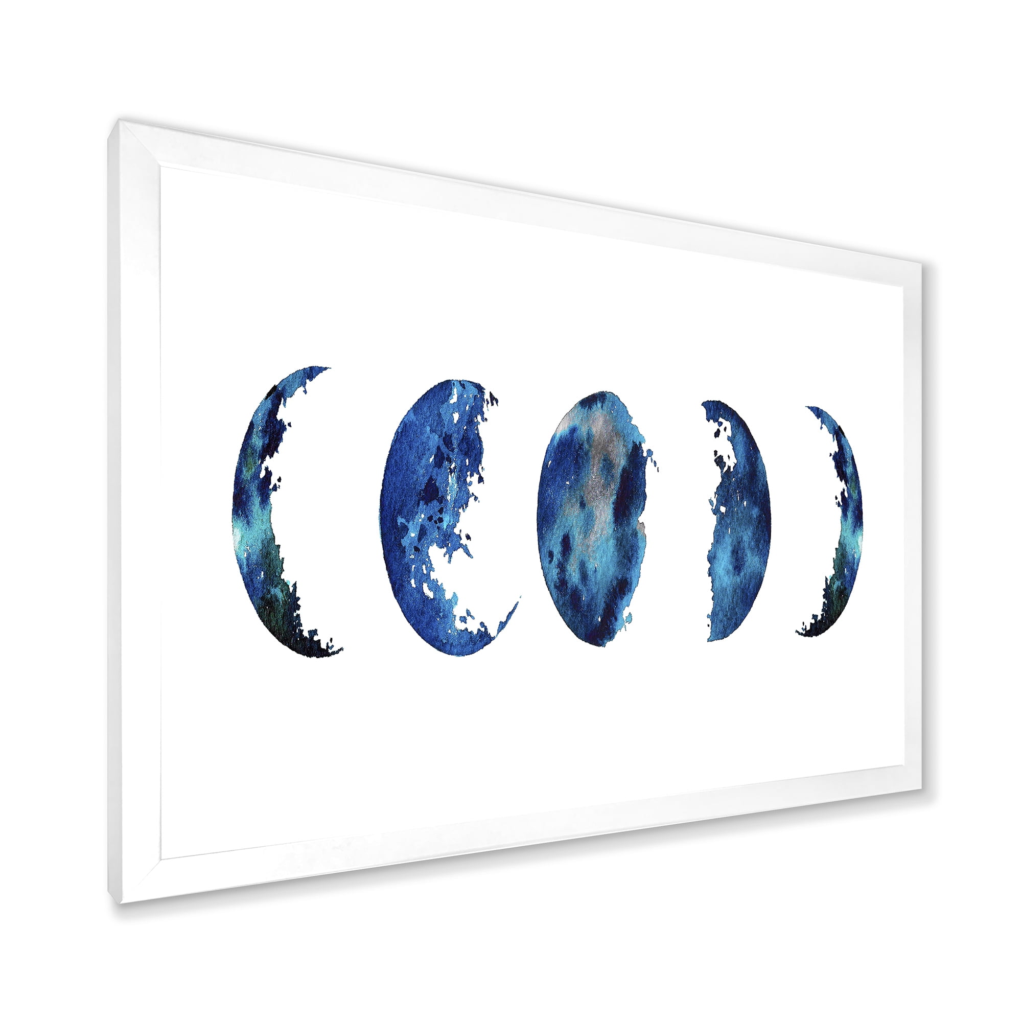 Designart 'Blue Moon Different Phases' Bohemian & Eclectic Framed Art Print