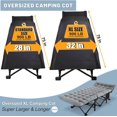 thumbnail image 4 of ABORON 2 Packs Oversized Camping Cot for Adults 32" Wide XXL Folding Twin Cot for Outdoor with 2 Sided Cushion & Carry Bag, Foldable Sleeping Cot Protable Cots Bed, 900LBS(Max Load), 4 of 11