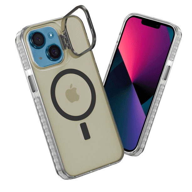 Funda Case Carcasa Tornasol Color Titanio Negro Con Soporte Premium Para iPhone 13 / 14 Compatible Con Magsafe
