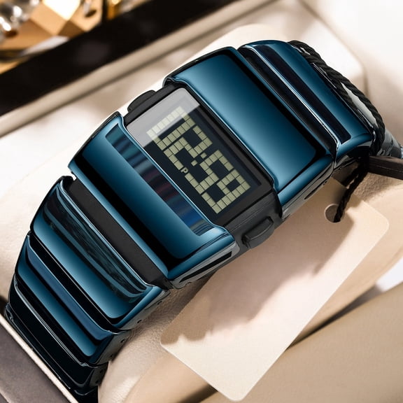 POEDAGAR Mens Stainless Steel Digital Watch LED Backlight Sport Wristwatch with Alarm Calendar Chronograph Casual Daily Wear Watch
