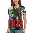 thumbnail image 2 of The Legend Of Zelda Ocarina Of Time Women's T Shirts V-Neck Tee Shirt Casual Short Sleeve T-Shirt Soft 3D Printed Summer Tee Tops Shirt XX-Large, 2 of 8