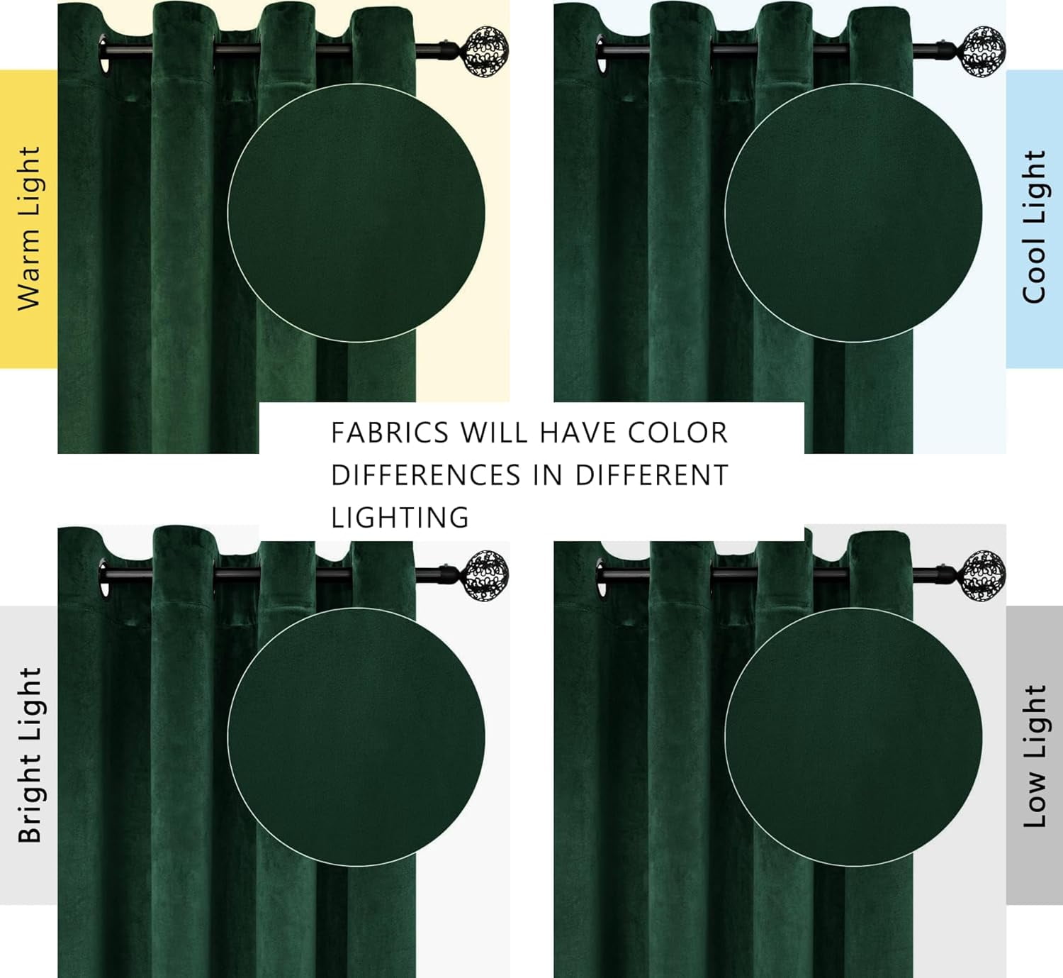 SMILETIME Emerald Green 52 X 90in Velvet Curtains with Grommet, Thermal Insulated Soft Privacy Noise Reducing Light-filtering Velvet Drapes for Living Room, 2 Panels