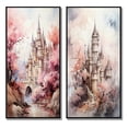 thumbnail image 2 of Designart "Pastel Dreams of Castles II" Castles Framed Wall Art Set Of 2 - Pink Architecture Framed Wall Art Set Of 2, 2 of 7