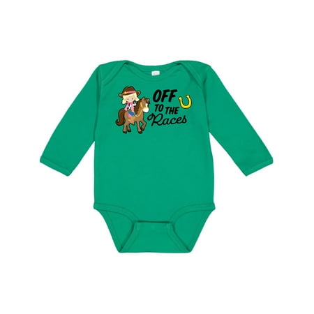 

Inktastic Off To The Races with Cowgirl on Horse Gift Baby Girl Long Sleeve Bodysuit