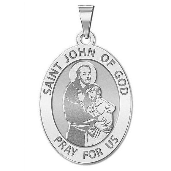 PicturesOnGold.com Saint John of God Religious Medal Female Adult Pendants - 2/3 x 3/4 inch Size of Nickel, Sterling Silver