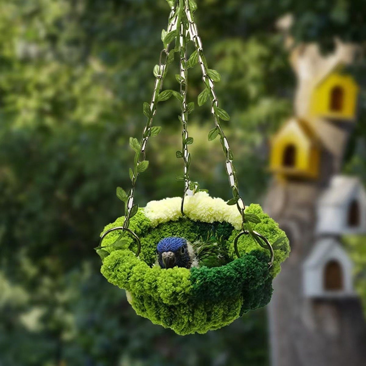 Amketima Forest Breeze Bird Cage Hanging Tent Cozy Hut,Warm Small Bird Sleeping Bed for Parrot Cockatiel Finch,Soft Plush