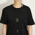 thumbnail image 3 of Traditional Leather Cord Necklace Golden Plated Clasp Bolo Tie Cowboy Accessory, 3 of 9