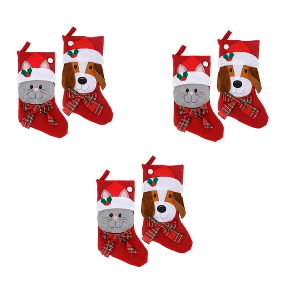 Christmas House Dog and Cat Pet Stockings, 18 inch (3 Pair)