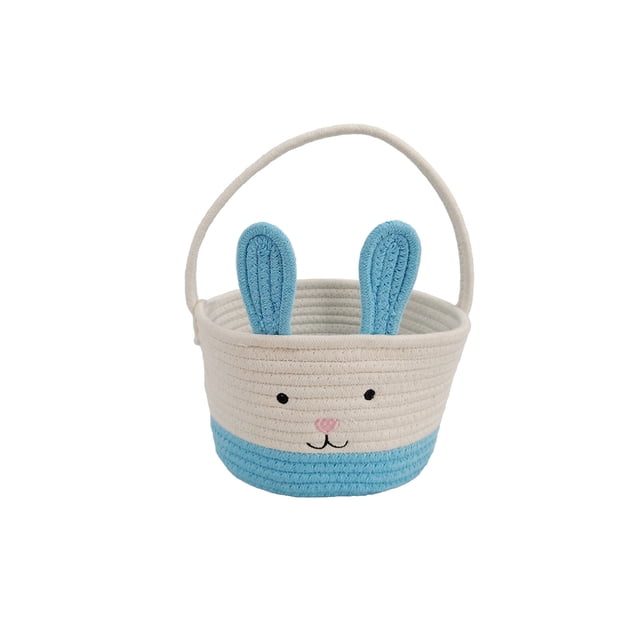 Cestas de Almacenamiento para Organizar, Cesta de Almacenamiento de Cuerda de Algodón de Pascua con Manijas 23x23x20cm, Cesta de Almacenamiento de Escritorio de Conejo Conveniente para Juguetes Libros