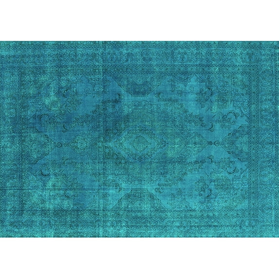 Ahgly Company Indoor Rectangle Persian Turquoise Blue Bohemian Area Rugs, 8' x 12'