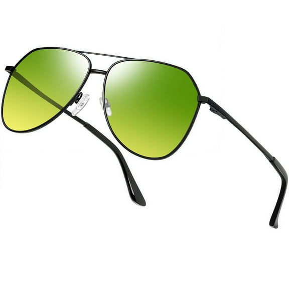 KANASTAL Sunglasses for Men Women Aviation Classic Green Lens UV Protection Golf Fishing Day and Night Driving Sun Glasses