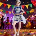 thumbnail image 4 of Girls Dance Sparkly Dance Sleeveless Top and Pants Set Girls Disco Outfit Street Dance Outerwear 9-10 Years, 4 of 4