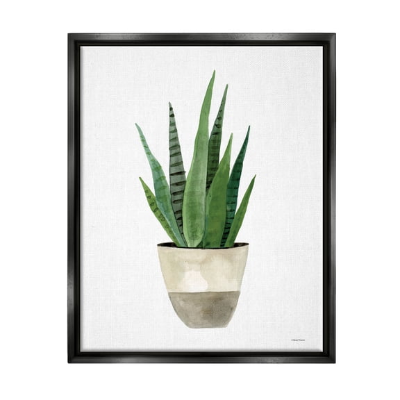 Stupell Potted Aloe Plant Casual Botanical & Floral Painting Black Floater Framed Art Print Wall Art