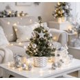 thumbnail image 5 of Mini Christmas Tree with Sliver Ornaments - 7.87" Artificial Tabletop Xmas Tree in Woven Basket, Small Holiday Decor for Desk & Window, 5 of 5