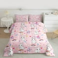 thumbnail image 2 of Manfei White Lovely Rabbit Queen Comforter Set,Cartoon Zoo Animal Bedding Sets,Cute Flower Colorful Rainbow Bedding Comforter Set For Girl,Luxury Bedroom Decor Reversible,3-Piece, 2 of 8