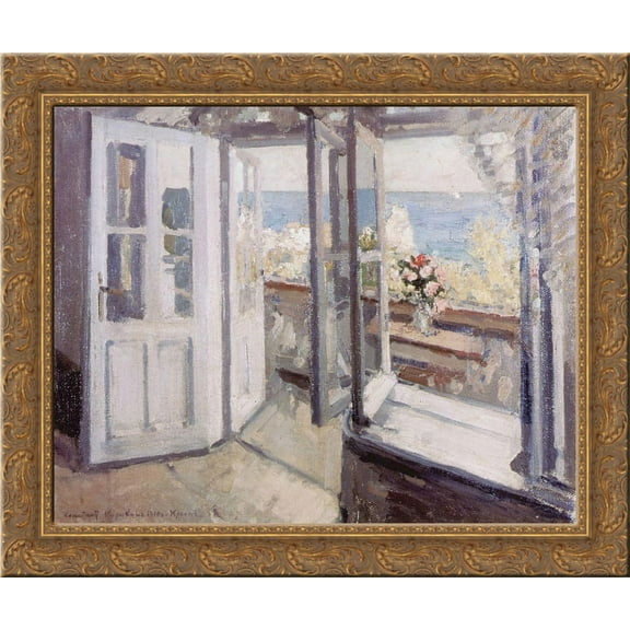 Balcony in the Crimea 24x20 Gold Ornate Wood Framed Canvas Art by Konstantin Korovin