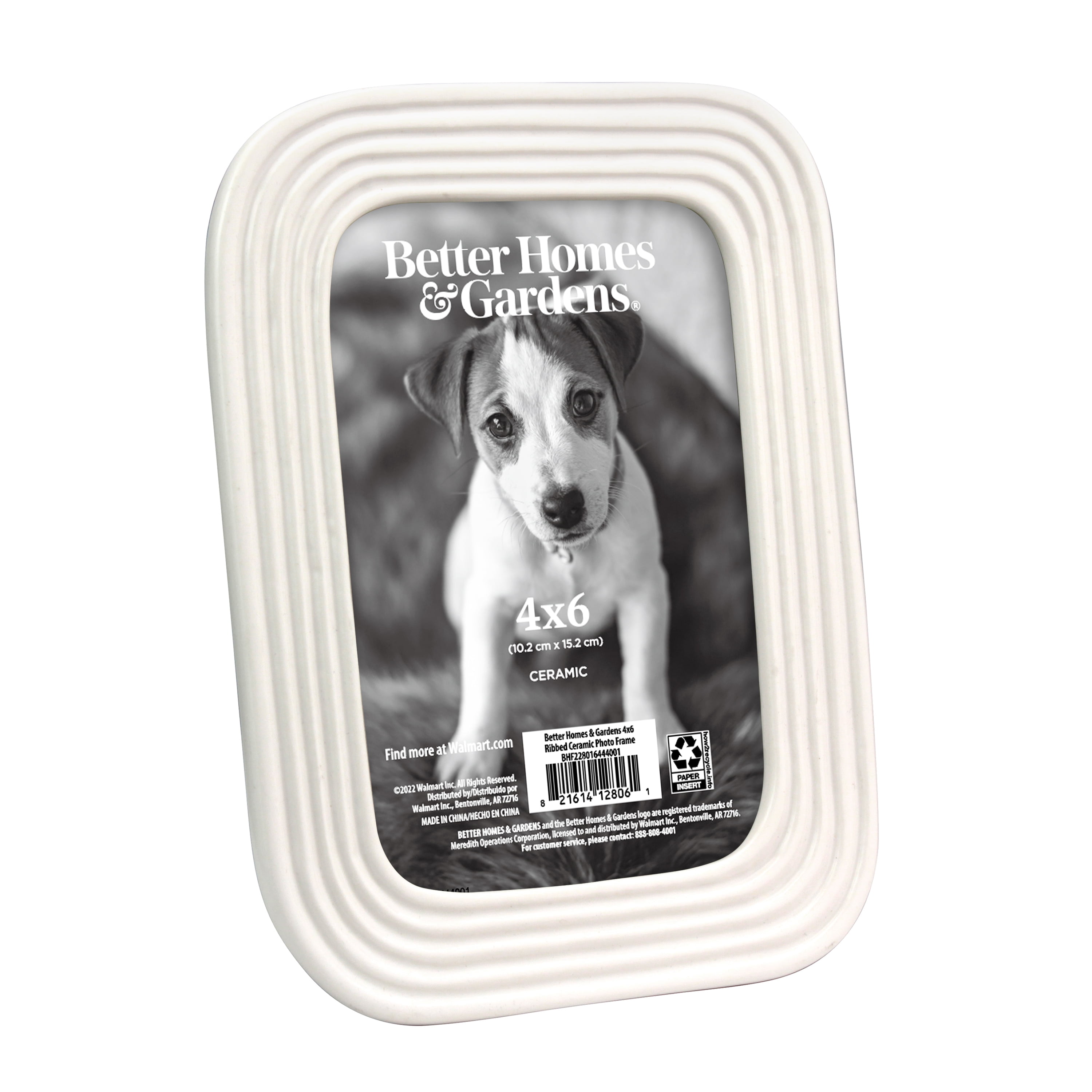 Better Homes & Gardens 4x6 Ceramic Tabletop Picture Frame, White