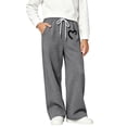 thumbnail image 6 of DJDLJWCJ Teen Girls Wide Leg Sweatpants Winter Warm Elastic Waist Drawstring Baggy Pants Side Pocket Athletic Pants Dark Gray Size 14, 6 of 7