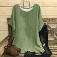thumbnail image 2 of TKLPEHG Womens Summer Tops Crew Neck Tunic Shirt Lightweight Fashion Comfy Solid Color Loose Casual Short Sleeve T Shirt Blouses (Army Green,XXL), 2 of 3