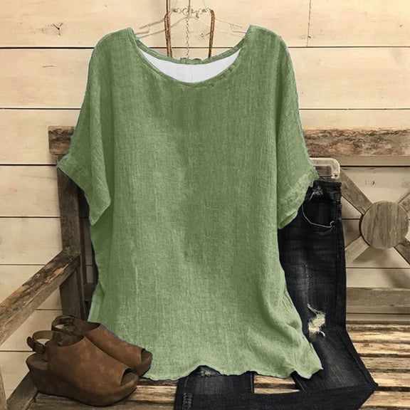 Zpanxa Womens Plus Size Summer Tops Fashion Women's Summer Round-Neck Short Sleeve Print Casual T-shirt Blouse