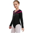 thumbnail image 3 of iiniim Girls One Piece Sequins Rhinestone Long Sleeve Leotards Athletics Gym Dance Unitard Bodysuit Hot Pink 8, 3 of 7
