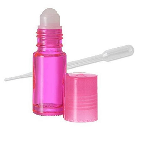 Grand Parfums Aromatherapy 12 Glass Roll on Bottles, Pink Glass 4ml, 1/8 Oz Dram Bottles