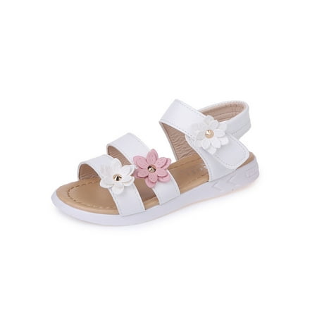 

Ritualay Girls Sandals Magic Tape Dress Sandal Open Toe Summer Shoe Simple Comfort Princess Shoes Kids Girl s Strappy White 10.5C