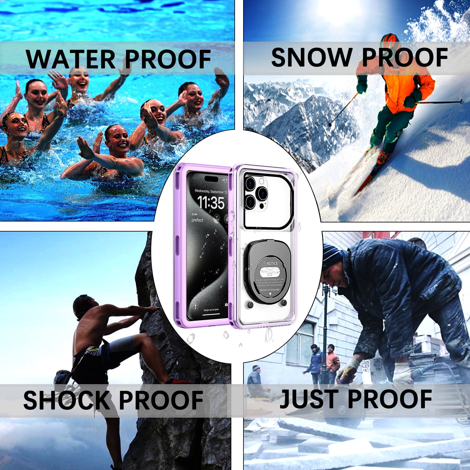 Foluu Waterproof Phone Pouch, Waterproof Phone Case, IPX8 Cellphone Dry Bag Beach Cruise Ship Essentials, 1Pack-6.9"