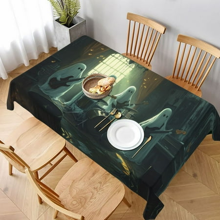 

Table Cloth Rectangle Table Halloween Ghost Guitar Band Tablecloth 60 x 90 Inch Wrinkle Resistant Decorative Fabric Table Cover for Dining Party Indoor Outdoor
