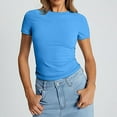 thumbnail image 2 of T-Shirt à Manches Courtes pour Femmes Liquidation Chemises Mélangeuses pour Femmes T-Shirt Court pour Femmes Chandail d'Été pour Filles Haut à Col Rond Fin pour Femmes Mode Manches Courtes, 2 of 7