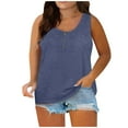 thumbnail image 2 of Qwertyu Plus Size Tank Tops for Women with Button Casual Loose Summer Tunic Tops Sleeveless Basic Tops Dark Blue L, 2 of 6
