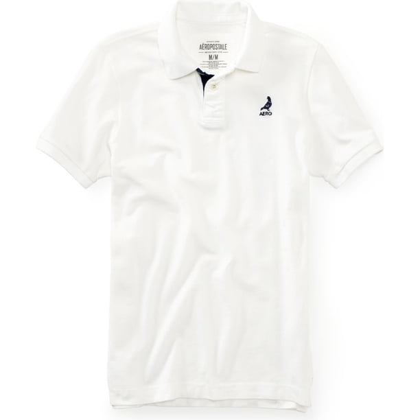 Polo de rugby de piqué Aeropostale con solapa en contraste para hombre color blanco extragrande