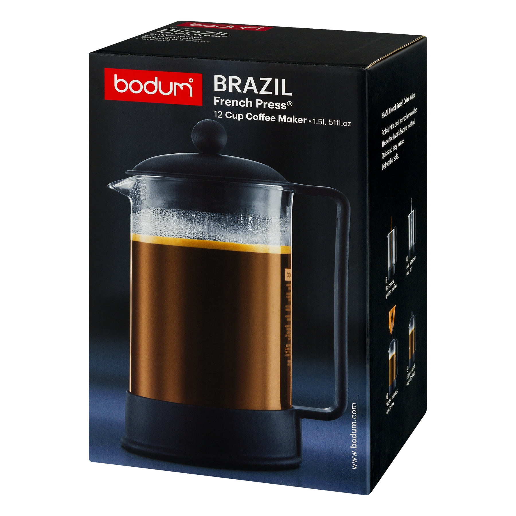 Bodum Brazil 12-Cup Black French Press Coffee Maker 1552-01US - The Home  Depot