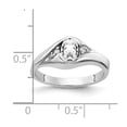 thumbnail image 2 of Solid 14k White Gold 6x4mm Oval Cubic Zirconia CZ Diamond Anniversary Ring Band Size 6.5, 2 of 3