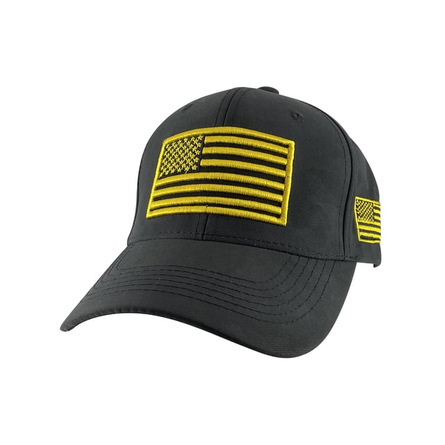 Gravity Threads USA Flag Patch Adjustable Baseball Cap - Black/Yellow