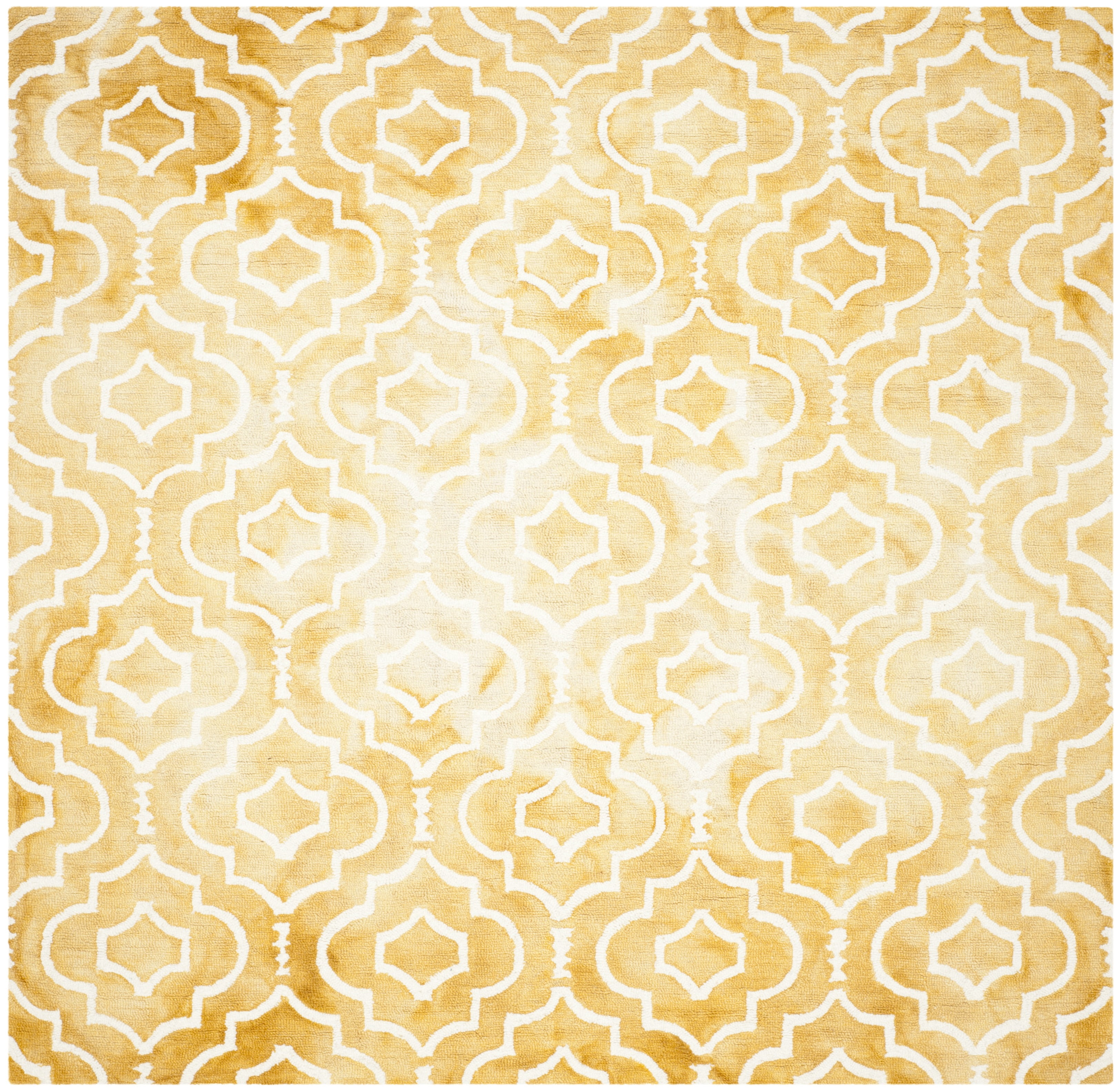 Safavieh Dip Dye Lairos Distressed Wool Area Rug, Gold/Ivory, 7' x 7' Square