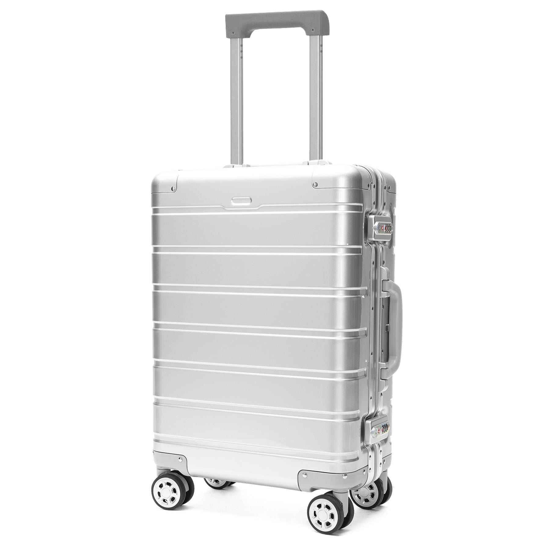 20" All Aluminum Luggage Luxury Carry On Spinner Hard Shell Suitcase