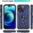 thumbnail image 3 of iPhone 14 Pro Phone Case, Extreme Protection Military Armor Dual Layer Protective Ring Kickstand Blue, 3 of 8