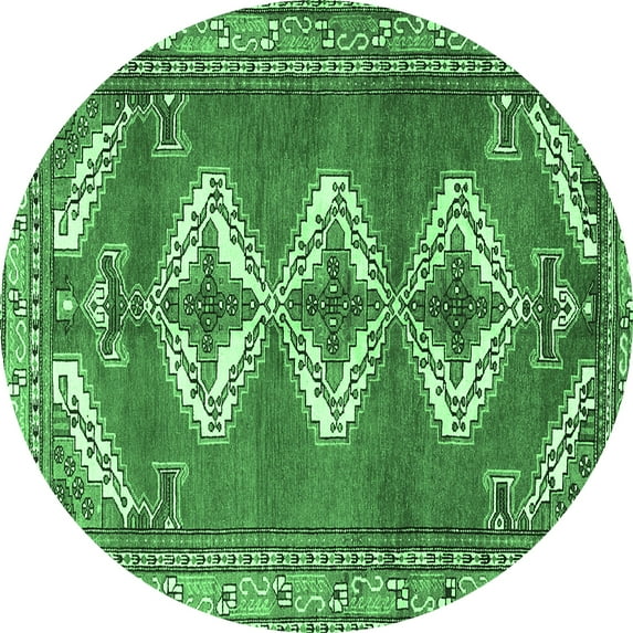 Ahgly Company Indoor Round Persian Emerald Green Traditional Area Rugs, 3' Round
