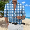 thumbnail image 1 of Camisa de manga larga con estampado de patchwork en blanco y negro para hombre 2024, ropa de diseñador con botones de solapa informal de moda para hombre, 1 of 6