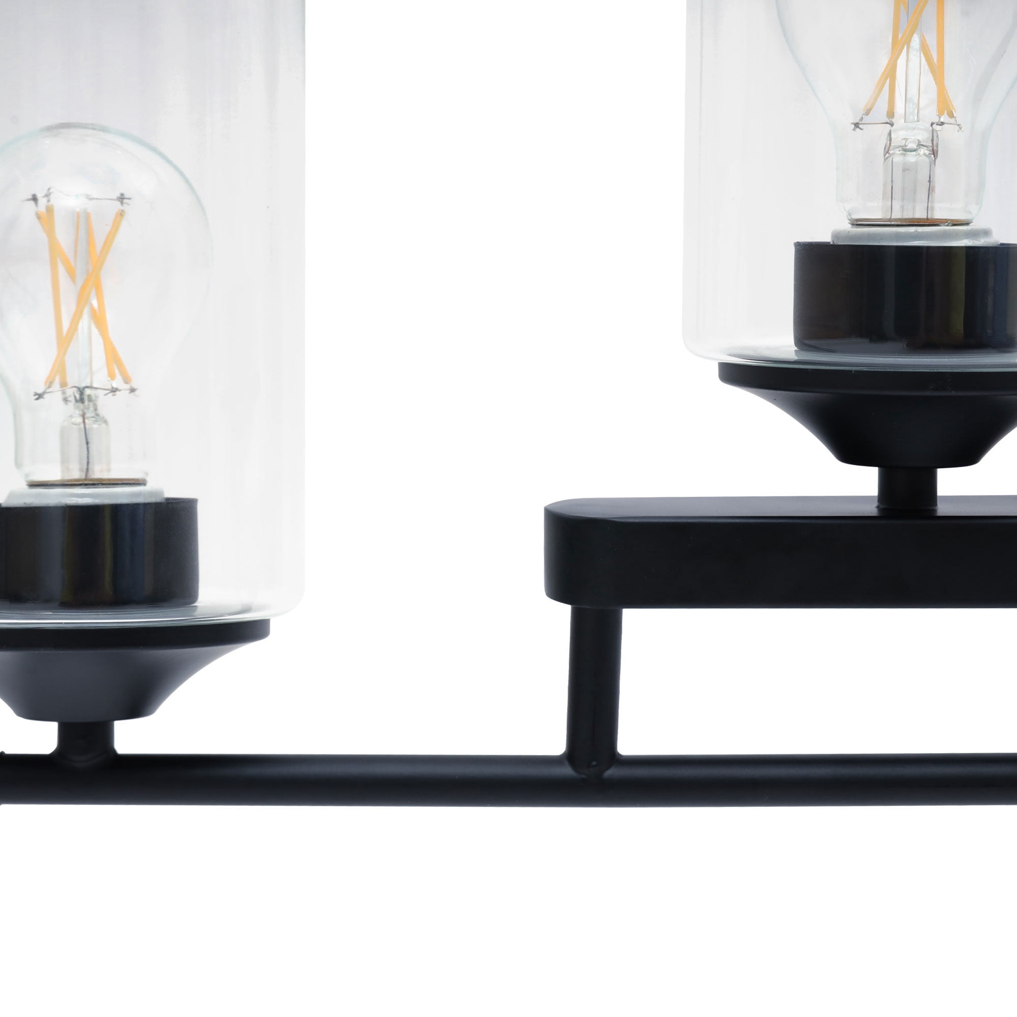 LNC 7-Light Matte Black Modern Linear Pendant with Clear Glass, Large Kitchen Island
